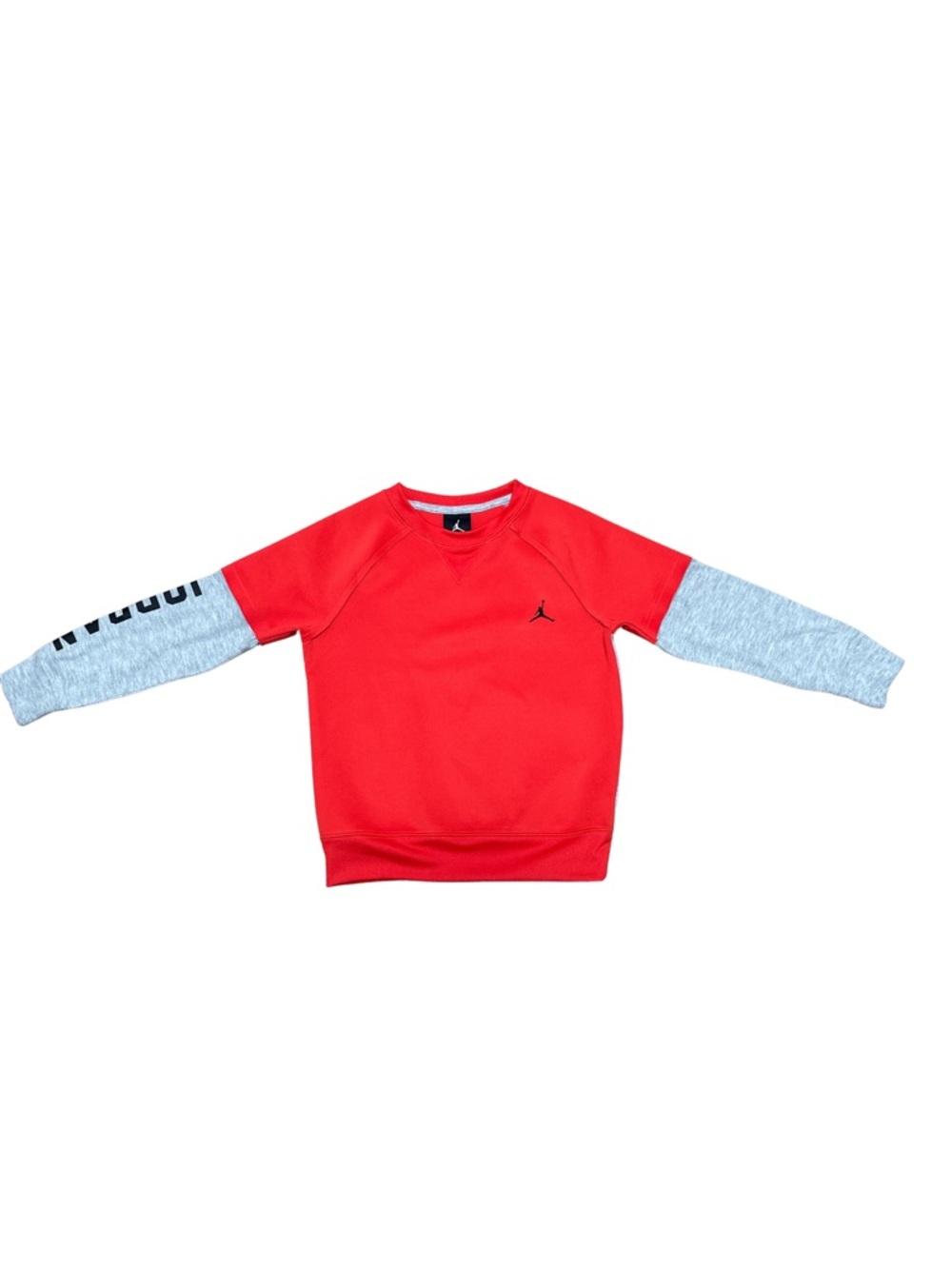 Jordan Kids' Red Pullover Sweatshirt with Gray Sleeve Panels Size